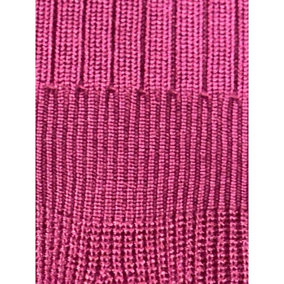 89th Madison NWT Medium Sheer Magenta Haze Knit Peplum Top Mesh Balloon Sleeves - Picture 10 of 12
